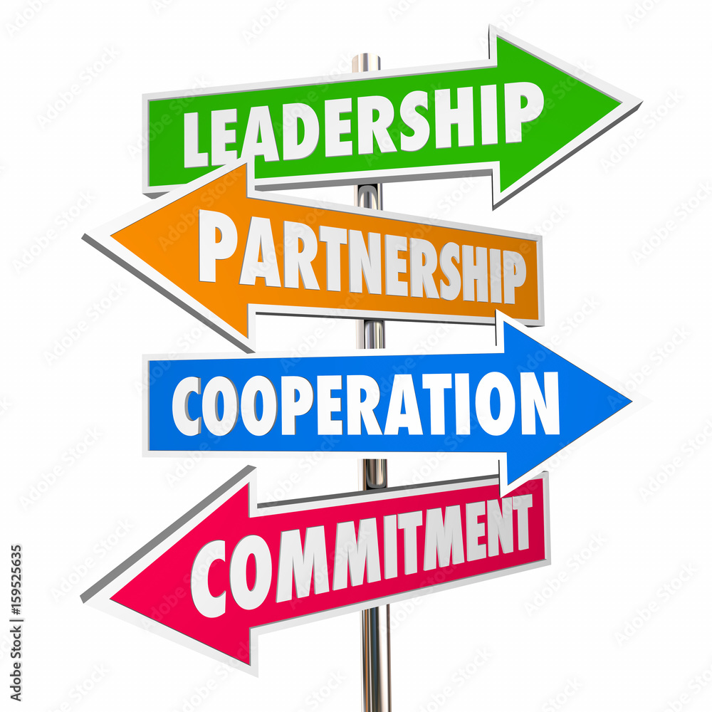 Partnership Leadership Collaboration Signs 3d Illustration Partnership Leadership Collaboration Signs 3d Illustration