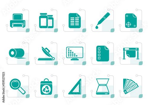 Stylized Commercial print icons - vector icon set