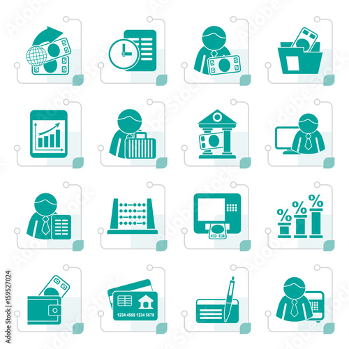 Stylized Bank and Finance Icons - Vector Icon Set