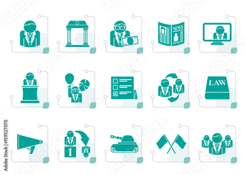 Stylized Politics, election and political party icons - vector icon set