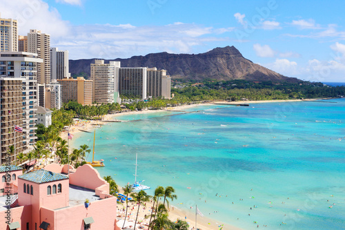 ハワイ　ワイキキビーチ　ダイアモンドヘッドビュー