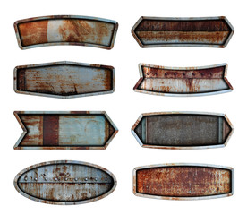 Old steel metal sign plate texture background isolated on white, With objects clipping path for design work