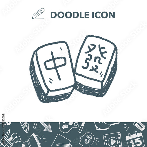 Chinese New Year; Chinese mahjong doodle