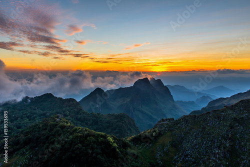 Landscape of sunset on Mountain valley at Doi Luang Chiang Dao  ChiangMai Thailand