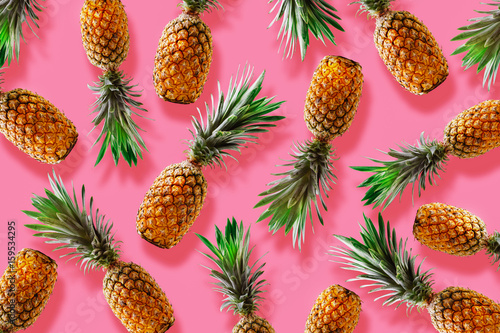 Retro design tropical style concept.Pattern with hipster pineapple summer decoration background