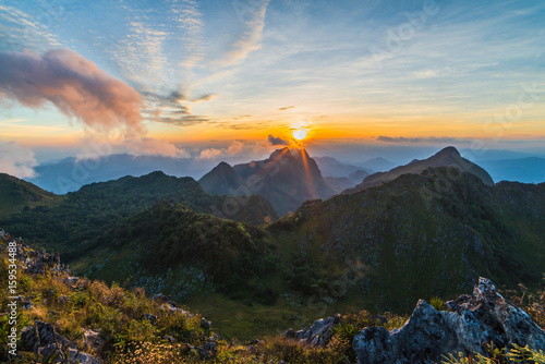 Landscape of sunset on Mountain valley at Doi Luang Chiang Dao, ChiangMai Thailand