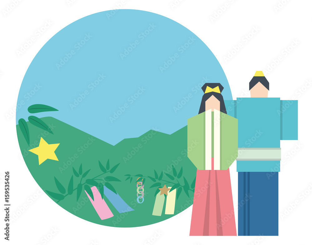 七夕 織姫と彦星 イラスト シンプル Stock Vector Adobe Stock