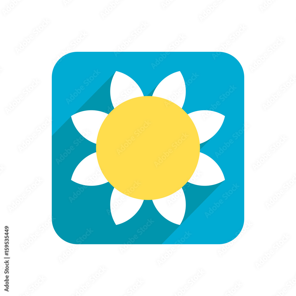 Flower, colored flat icon on a white background for design, logo. Vector illustration