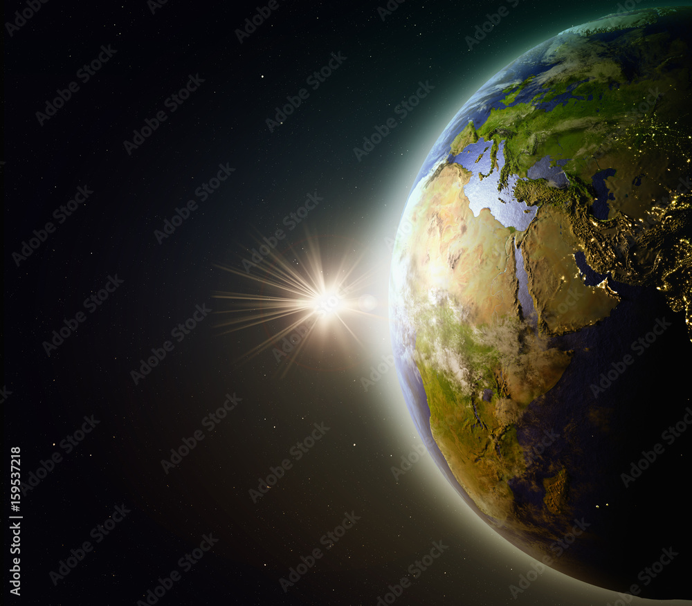 Fototapeta premium Sunset above Middle East in space