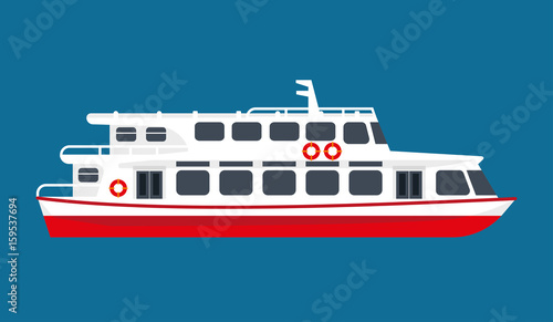 Big white passangers liner for cruise isolated illustration