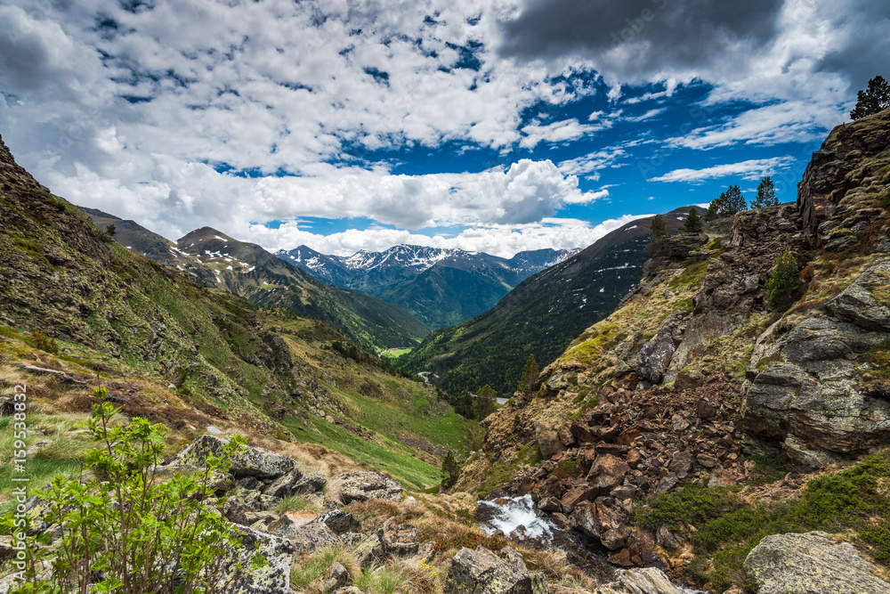 Vista over wilderness in Pyrenees mountains