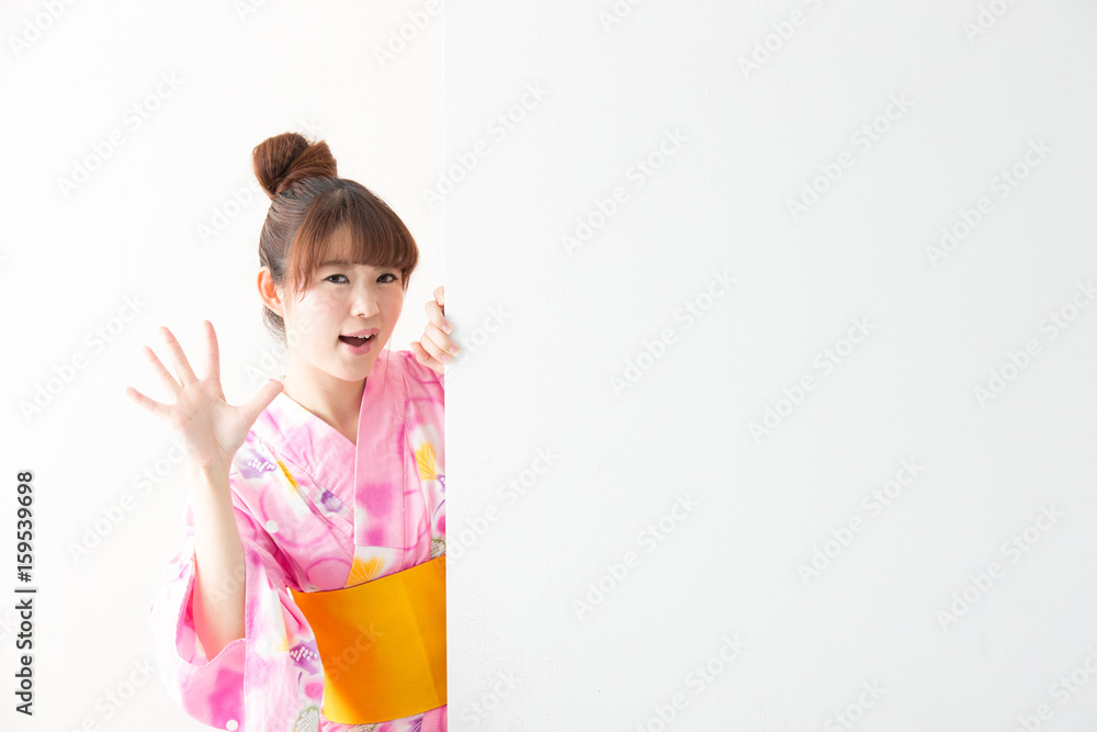 浴衣・女性(白バック)