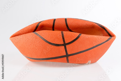 Deflated basketball ball
