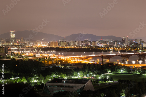 Seoul Night View Mixture of Parks and Rivers