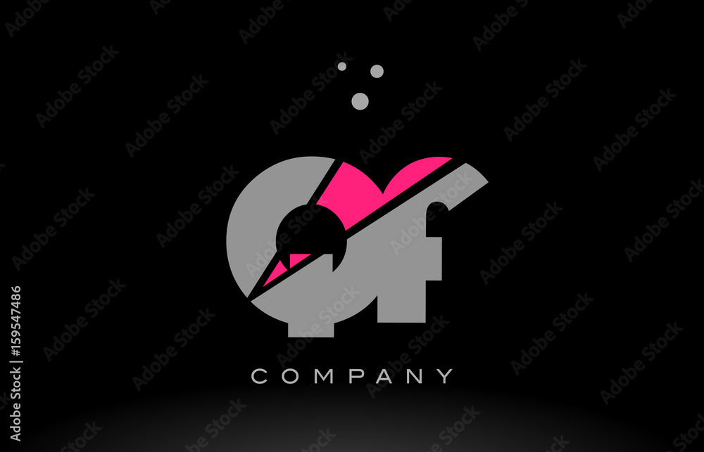 qf q f alphabet letter logo pink grey black icon qf q f alphabet letter logo pink grey black icon