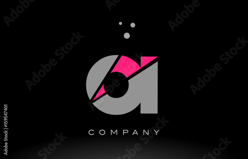 oi o i alphabet letter logo pink grey black icon