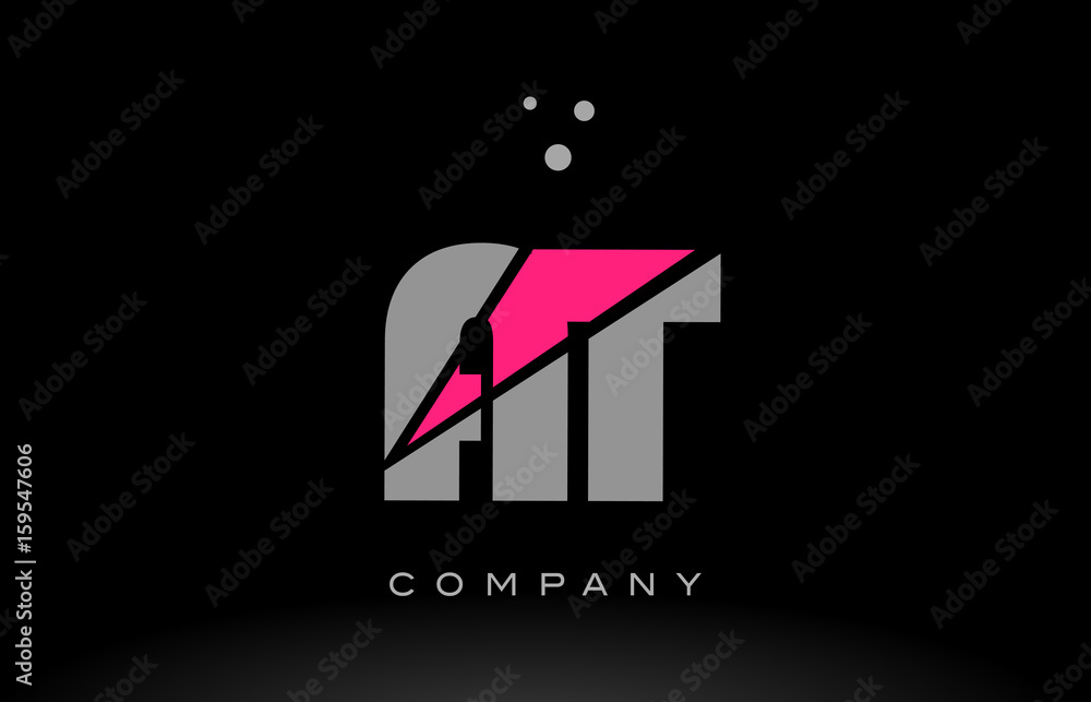 at a t alphabet letter logo pink grey black icon