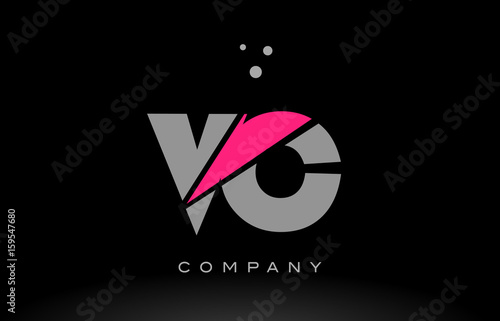 vc v c alphabet letter logo pink grey black icon