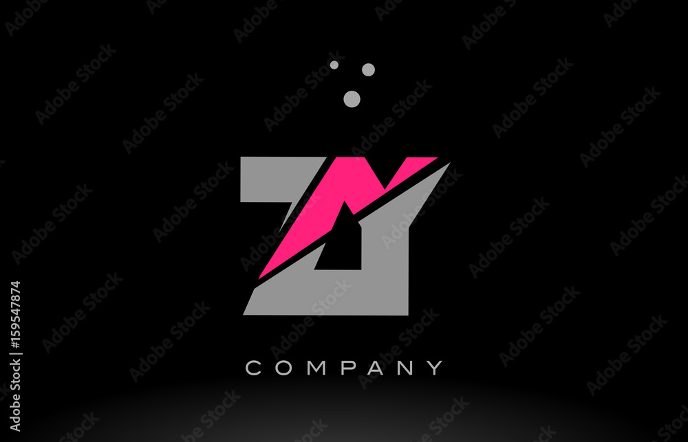 Obraz premium zy z y alphabet letter logo pink grey black icon
