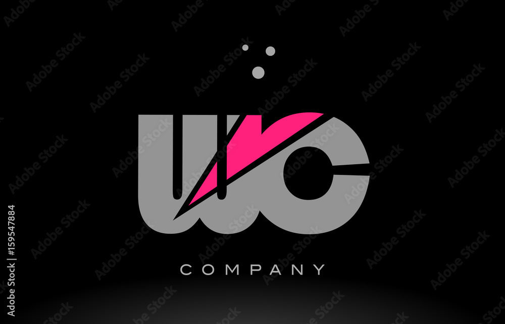 wc w c alphabet letter logo pink grey black icon wc w c alphabet letter logo pink grey black icon