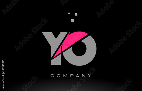 yo y o alphabet letter logo pink grey black icon