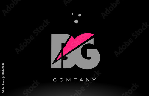 bg b g alphabet letter logo pink grey black icon