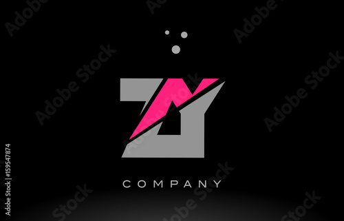 zy z y alphabet letter logo pink grey black icon