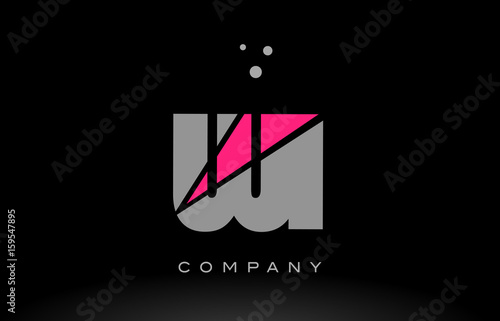 wi w i alphabet letter logo pink grey black icon