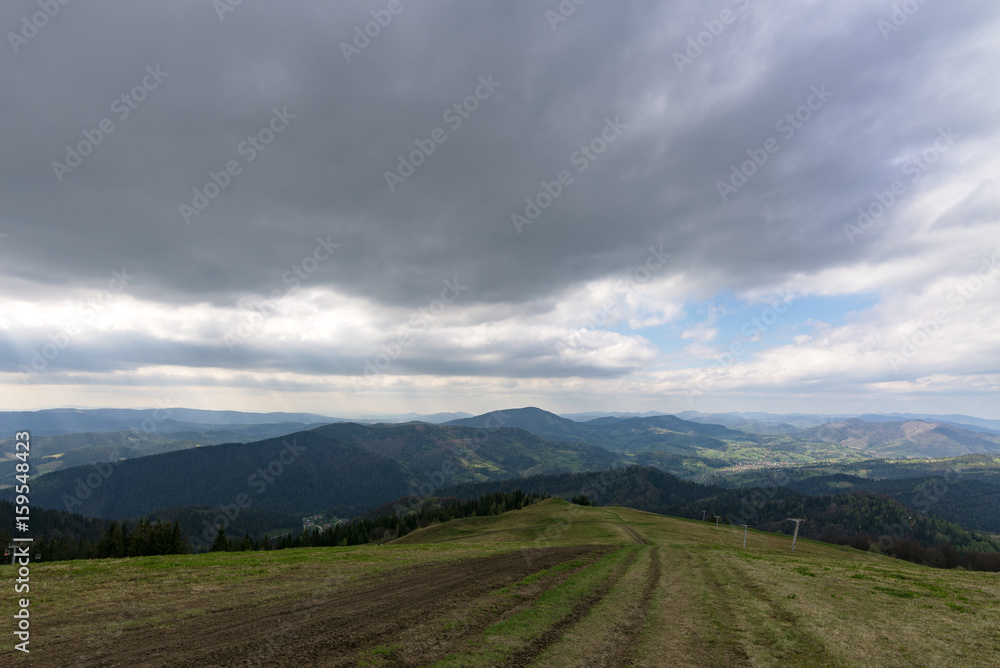 Carpathians, mountains from a height in the town of Slavsk Carpathians, mountains from a height in the town of Slavsk