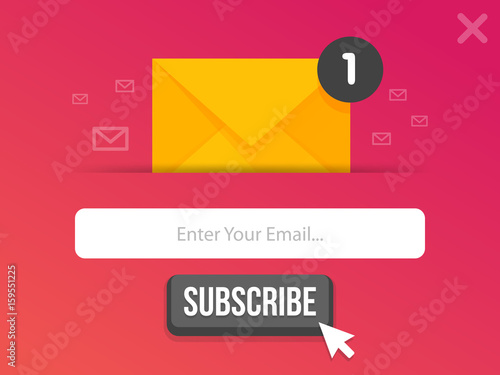 Modern pop-up subscribe form for your website and blog. Vector illustration template