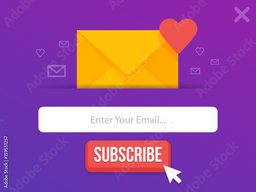 Modern pop-up subscribe form for your website and blog. Vector illustration template