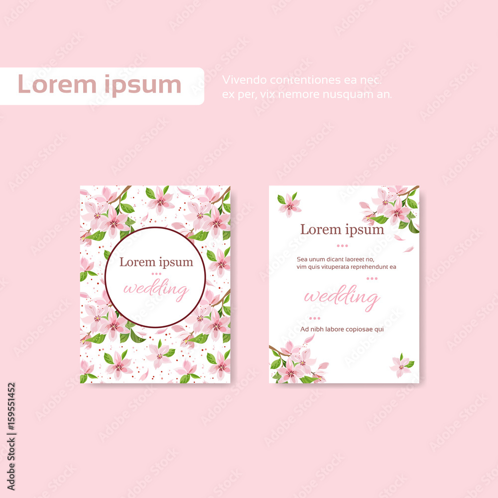 Template for wedding card, decorated with a branch of blossoming cherry, vintage, space for text. Template for wedding card, decorated with a branch of blossoming cherry, vintage, space for text.