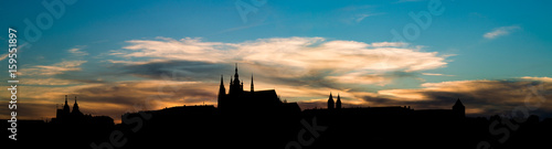 Night silhouette skyline panorama of Prague © luchschenF
