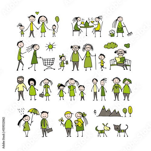 Family set, sketch for your design