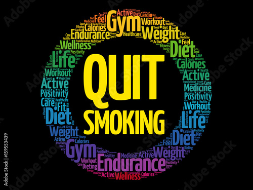 Quit Smoking word cloud background, health concept