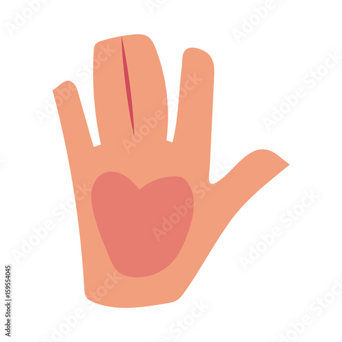 Caucasian human hand showing, giving high five, greeting, saluting symbol, cartoon vector illustration isolated on white background. Cartoon hand showing high five, friendly greeting, saluting symbol