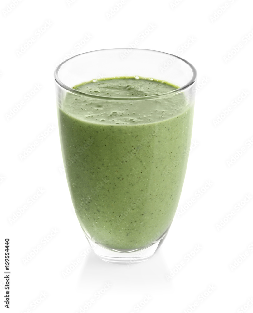 Glass of kiwi yogurt smoothie on white background Glass of kiwi yogurt smoothie on white background