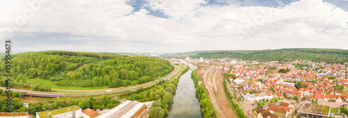 B10 und Neckar bei Plochingen, Luftaufnahme photo