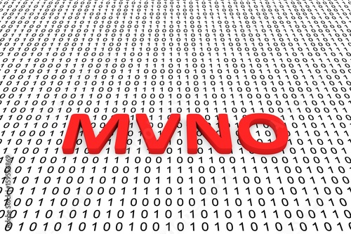 MVNO in the form of binary code, 3D illustration photo