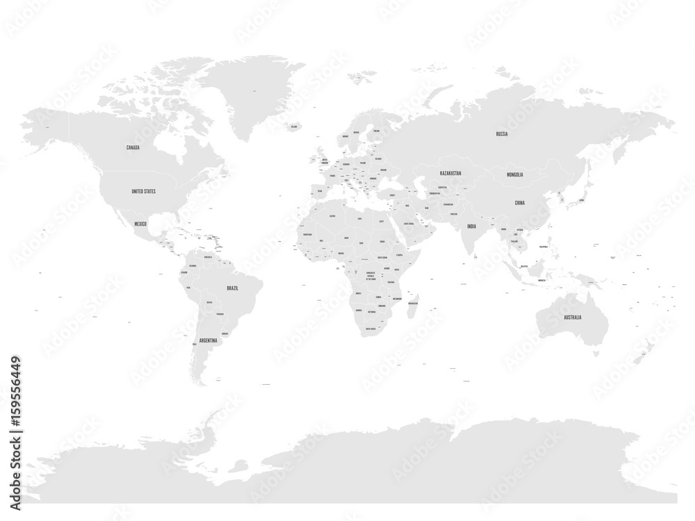 Political map of world with in grey. EPS10 vector illustration.
