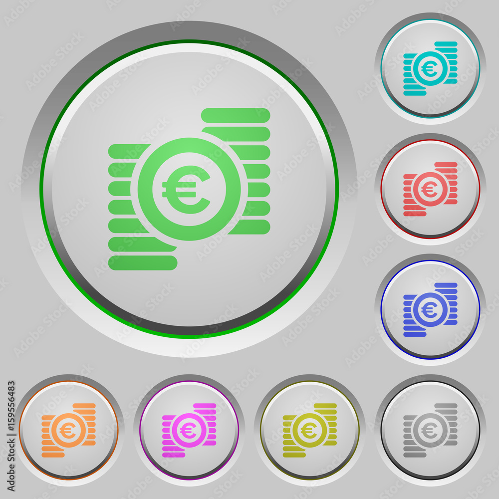 Euro coins push buttons Euro coins push buttons
