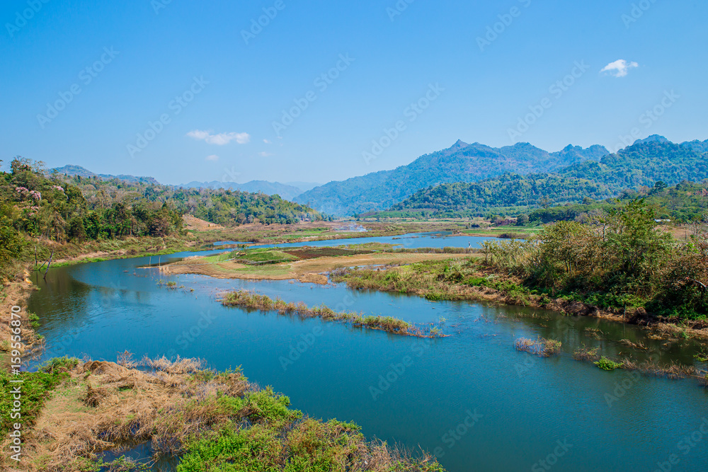 Fototapeta premium Asia, thailand Province, blue River, River, Summer