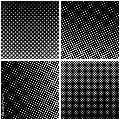 Set of Retro Style Pop Art , Black Background with White Dots ,Gradient from Upper Right to Bottom Left and Vice Versa, Gradient Down Up and Vice Versa, Vector Illustration © serz72