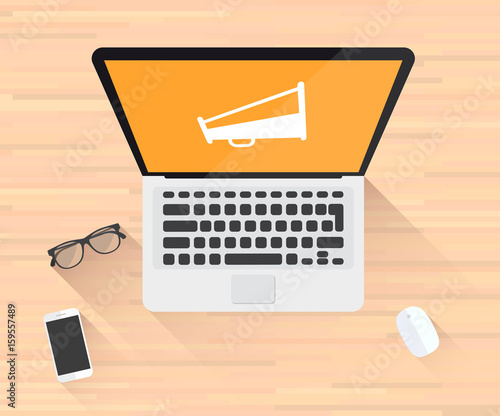 Megaphone Icon Laptop Illustration