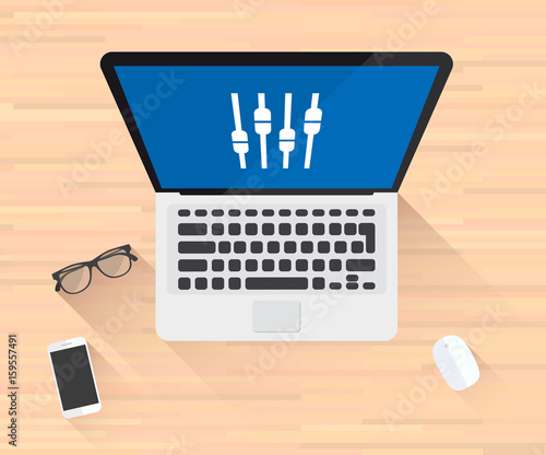 Equalizer Mixer Icon Laptop Illustration