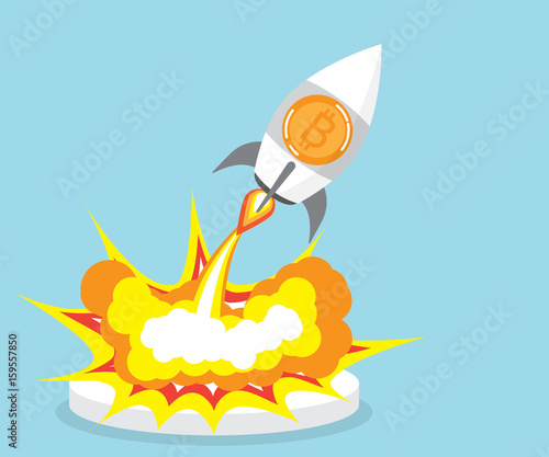 bitcoin rocket launcher, cryptocurrency concept