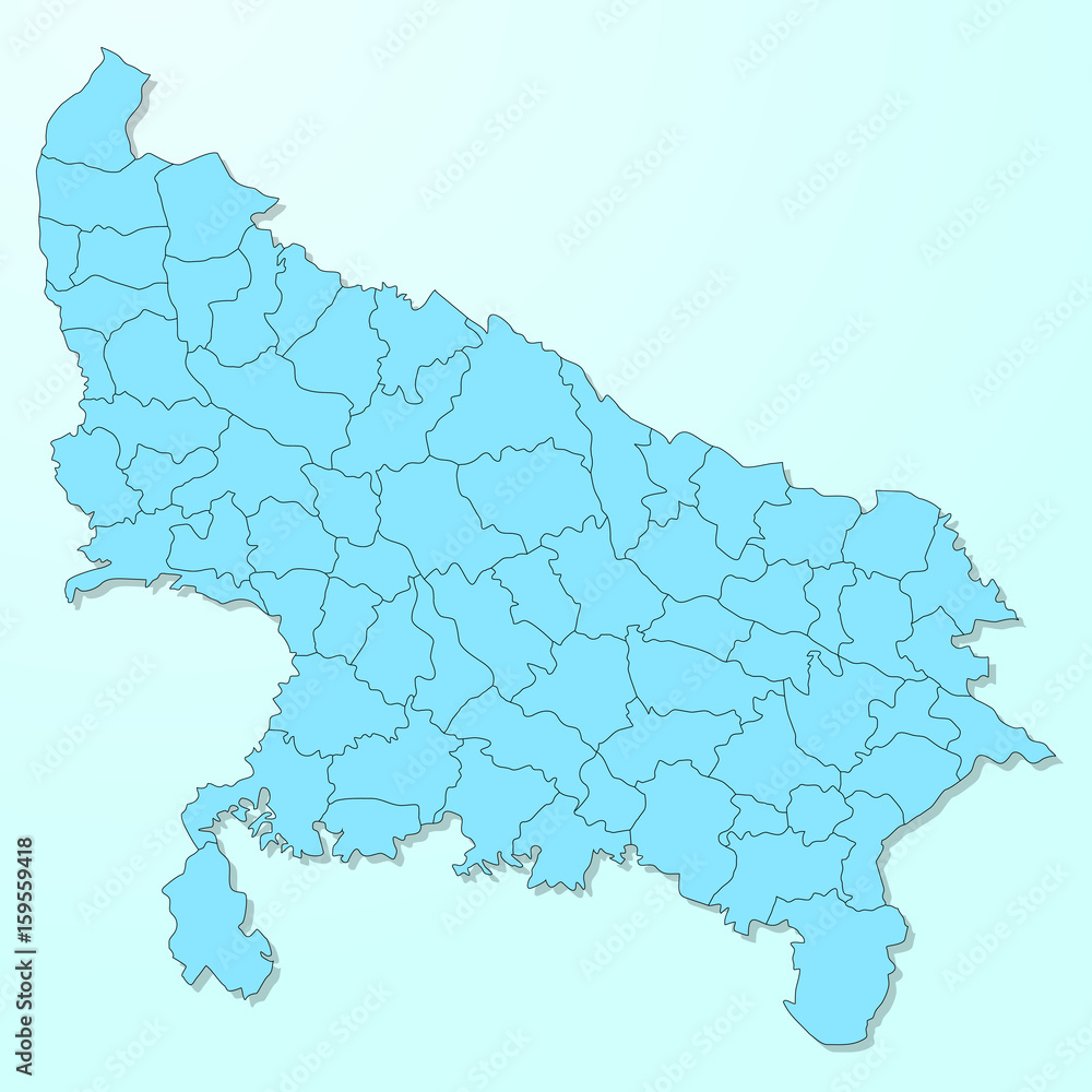 Obraz premium Uttar Pradesh blue map on degraded background vector
