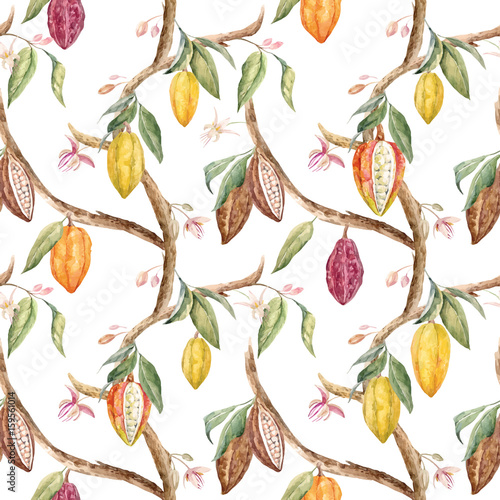 Watercolor cocoa vector pattern