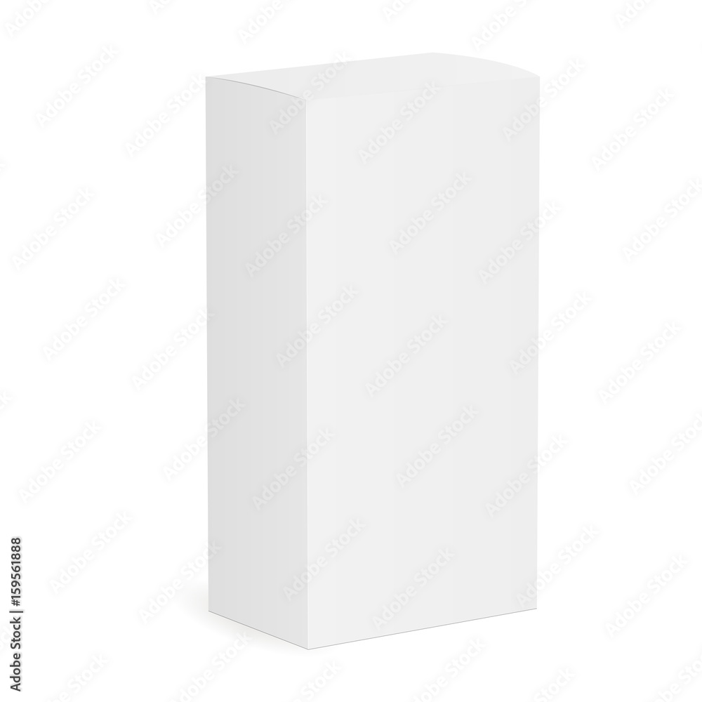 Cosmetic white box mockup isolated - 70° angle front view. Vector illustration Cosmetic white box mockup isolated - 70° angle front view. Vector illustration