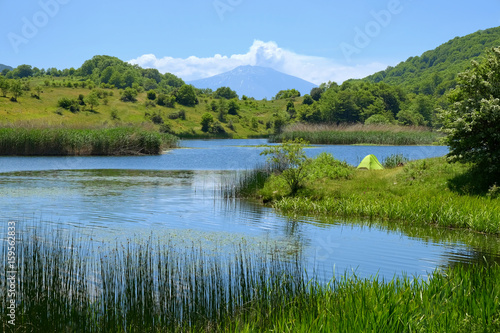 Wild Camp On Lake In Nebrodi Park, Sicily